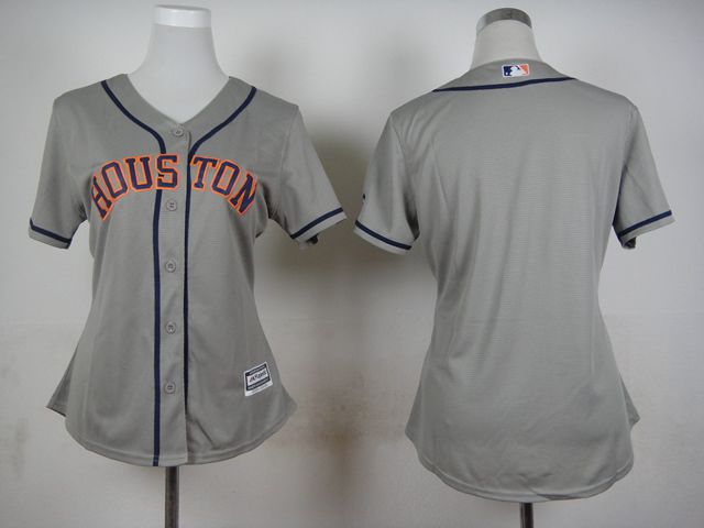 Women Houston Astros Blank Grey MLB Jerseys->women mlb jersey->Women Jersey
